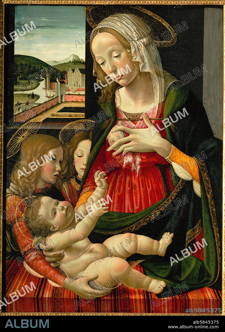 SEBASTIANO MAINARDI (? ). Madonna nursing the infant Jesus, surrounded by angels. Wood, 85,5 x 62 cm Inv.9501.