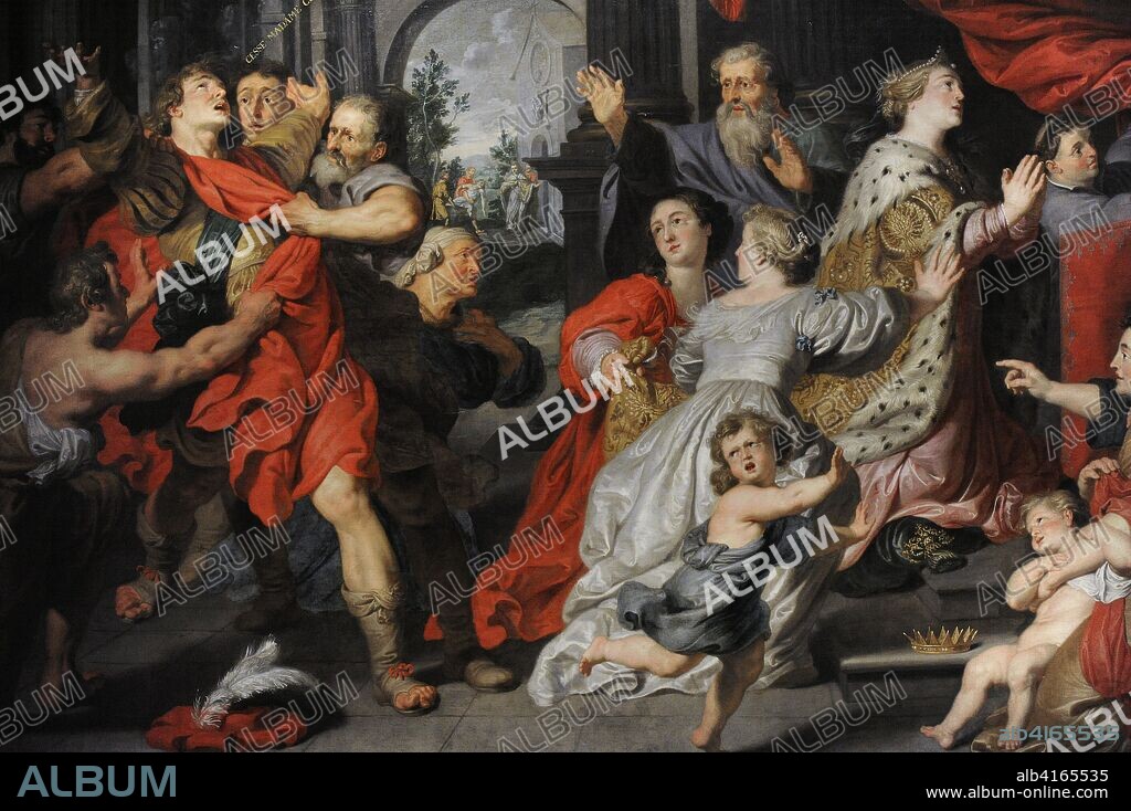 Peter van Lint (1609-1690). Flemish painter, active in Antwerp. Saint Elizabeth of Hungary praying for the Conversion of Berthold von Leinbach, 1633. Detail. National Museum. Warsaw. Poland.
