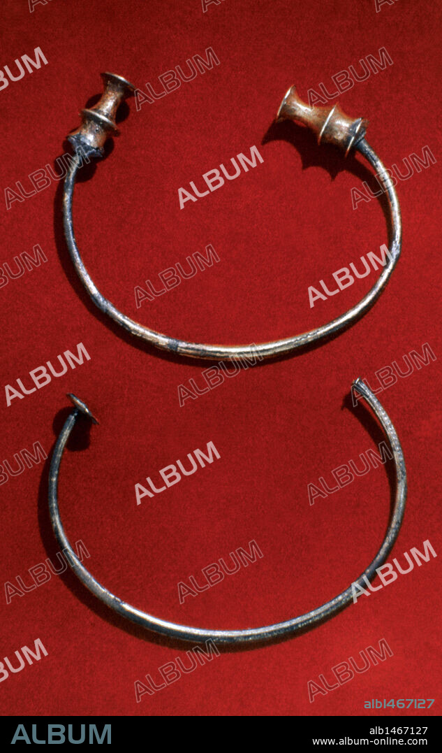 Spain. Prehistoric Art. Metal Age. Iron Age. Torques. Archaeological Museum of Asturias. Oviedo. Asturias.