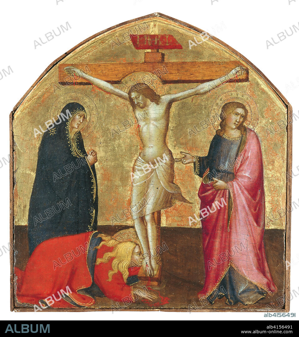 Agnolo Gaddi (Activo en Florencia en 1369-Florencia, 1396). La Crucifixión (hacia 1390). Temple y oro sobre tabla. 32,5 x 30,3 cm.