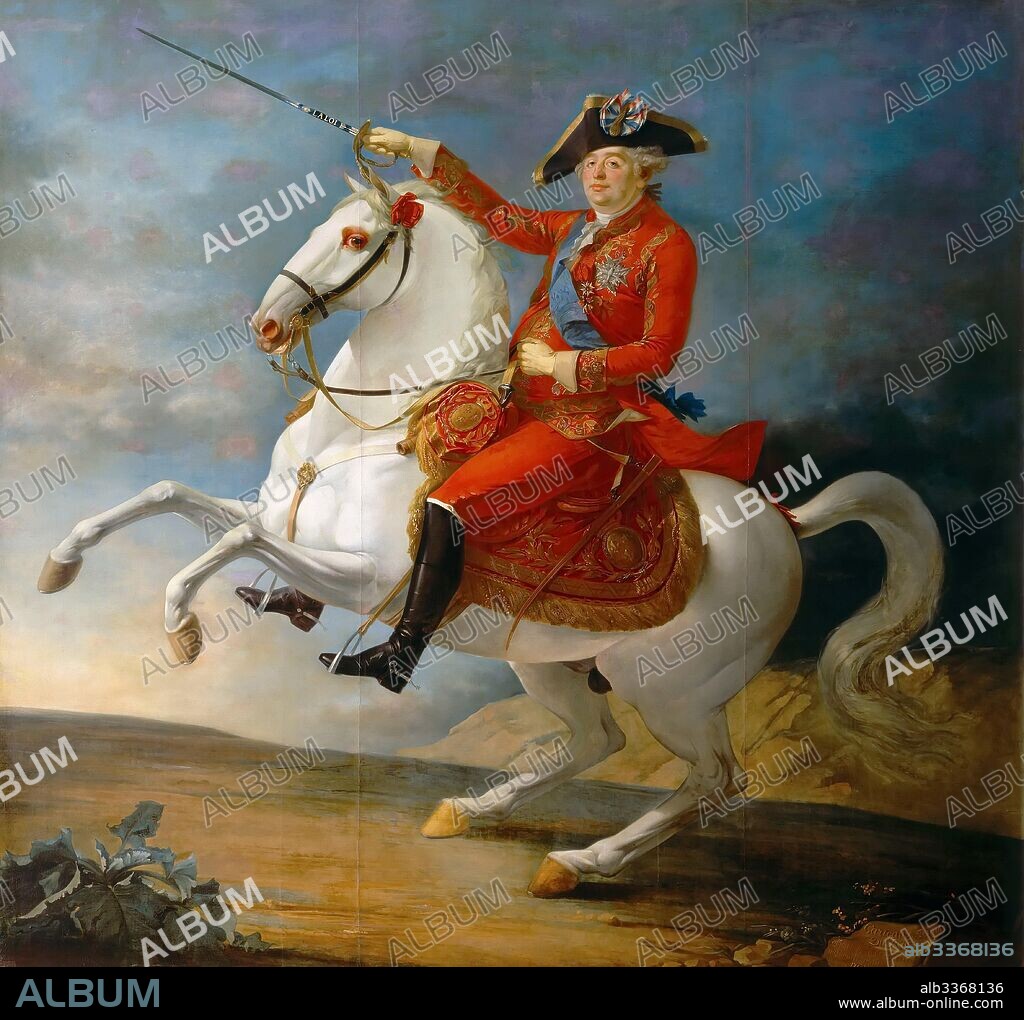 JEAN BAPTISTE FRANÇOIS CARTEAUX. Equestrian Portrait of the King Louis XVI (1754-1793).