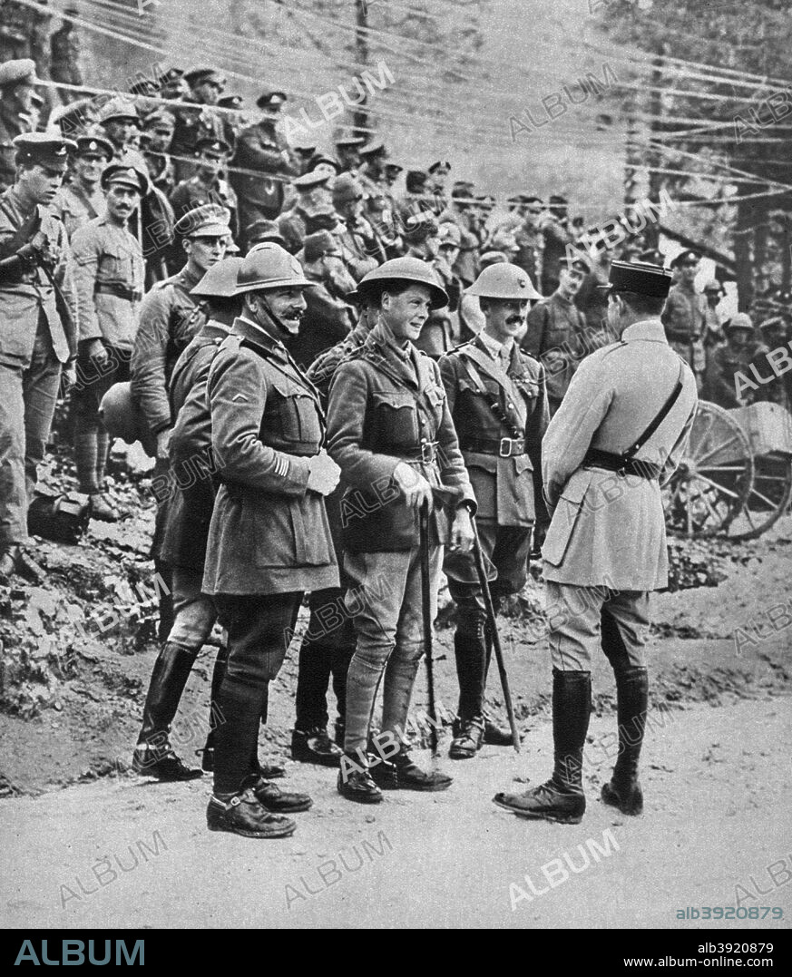 The Prince of Wales at the Italian front, 1917. The future King Edward VIII during the First World War. Illustration from George V and Edward VIII, A Royal Souvenir, by FGH Salusbury, a souvenir book published as Edward VIII was crowned following the death of his father, George V, (Daily Express Publication, London, 1936).