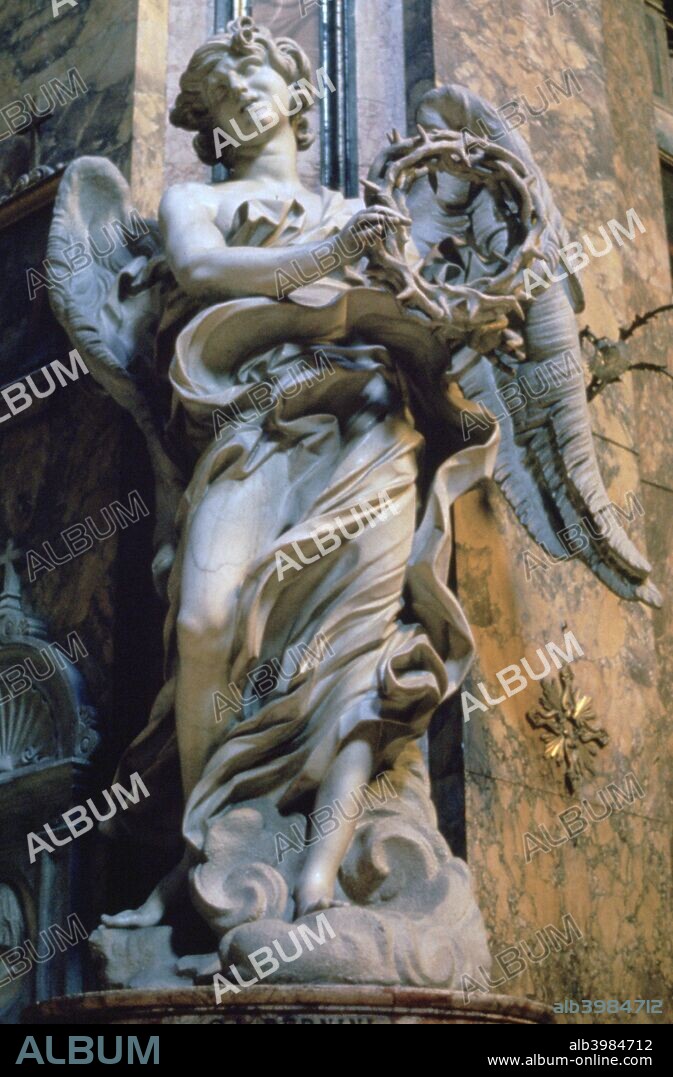 'Angel with the Crown of Thorns', 1667-1669. Sant'Andrea della Fratte, Rome.