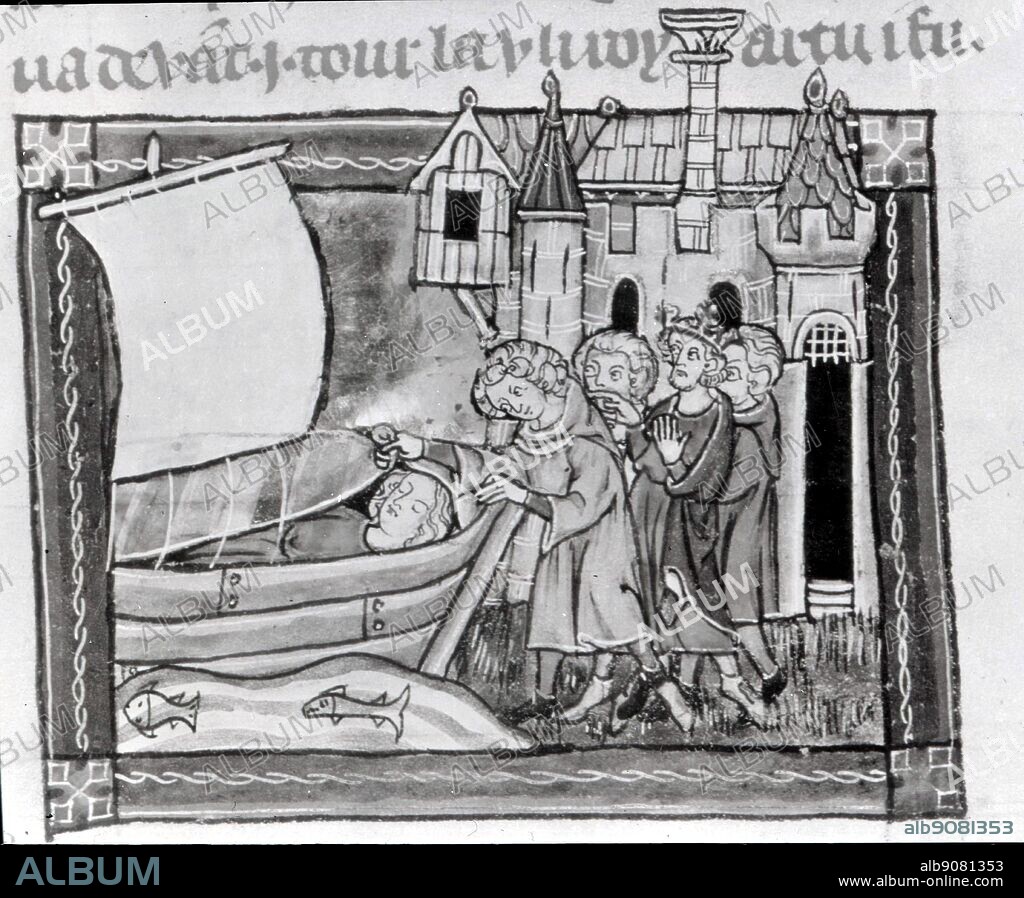 The Maid of Astolat. Arthur and his knights discover the dead body of Elaine of Astalot in a barge. Elaine of Astalot died of grief when Lancelot failed to return her love. Also known as the Lady of Shalott and referred to varyingly as Elaine the White and Elaine the Fair, she is the daughter of Bernard of Astolat.