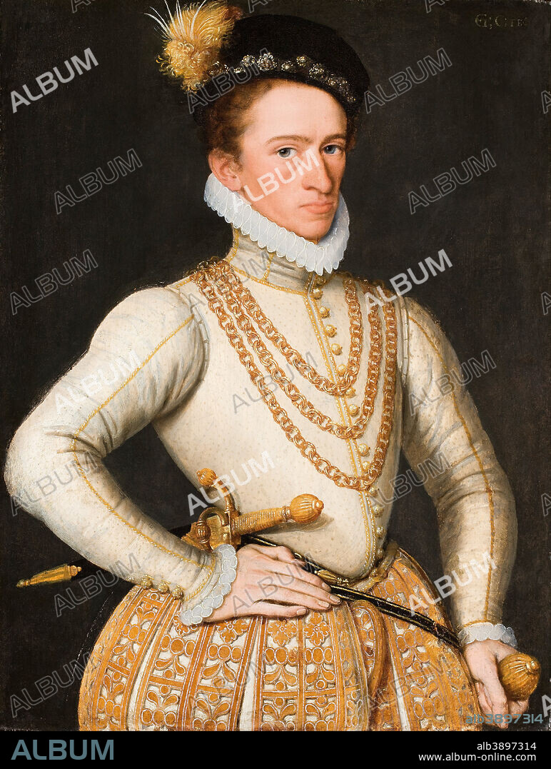 FRANCOIS CLOUET, GILLIS CLAEISSENS y MONOGRAMMIST G. E. C.. Portrait of an unknown French Nobleman. Date/Period: Between 1560 and 1569. Painting. Oil on panel. Height: 350 mm (13.77 in); Width: 270 mm (10.62 in).