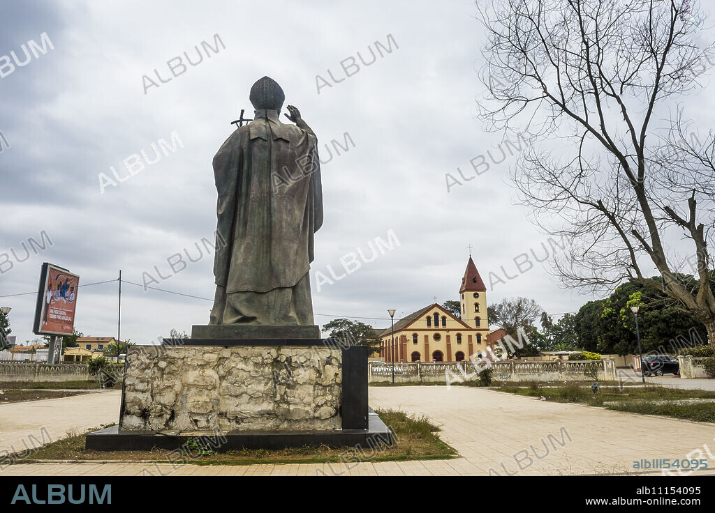 Statue of the Pope erected for the visit of Pope John Paul, Cabinda, Angola, Africa.