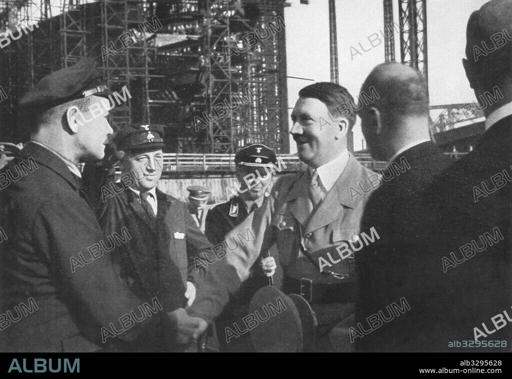 Adolf Hitler at shipyard in Hamburg - 1934.