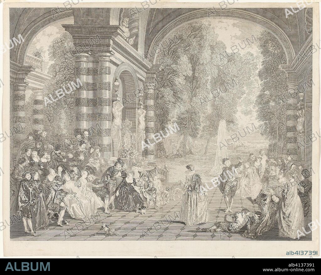 GéRARD SCOTIN II. The Pleasures of the Ball. Gérard Scotin (French, 1698-after 1755); after Jean Antoine Watteau (French, 1684-1721). Date: 1730. Dimensions: 494 × 641 mm (image); 538 × 670 mm (sheet); plate mark not visible. Etching in black on ivory laid paper. Origin: France.