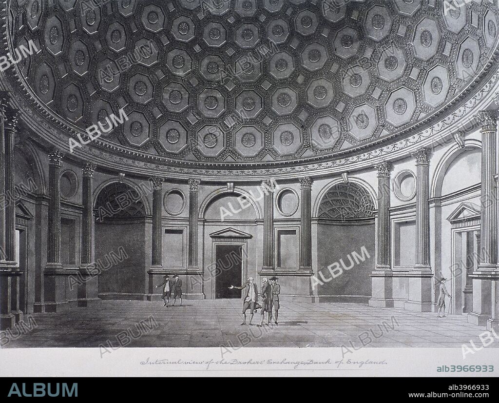 Interior view of the Broker's Exchange, Bank of England, Threadneedle Street, London, c1790.