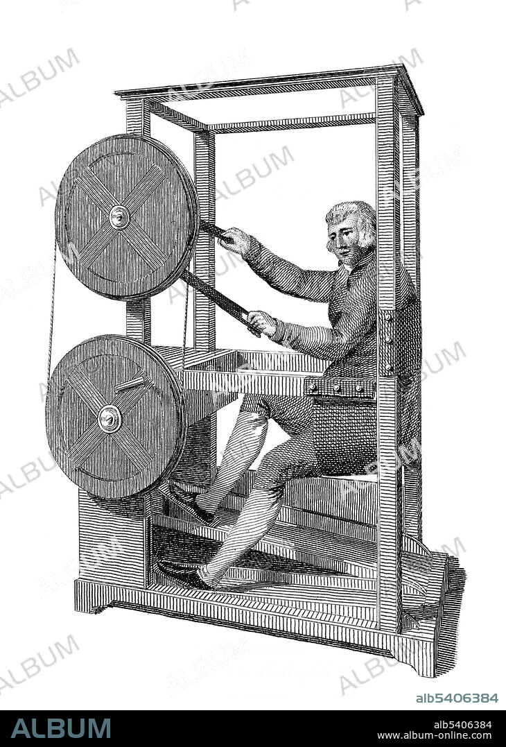The Gymnasticon was an early exercise machine resembling a stationary bicycle, invented in 1796 by Francis Lowndes. In his patent, Lowndes described the machine as intended simply to give and apply motion and exercise, voluntary or involuntary, to the limbs, joints, and muscles of the human body. The Gymnasticon depended on a set of flywheels that connected the wooden treadles for the feet to cranks for the hands, which could drive each other or operate independently. It was an early example of a series of new technologies in gymnastics that would lead to the development of physical therapy in the 19th century.