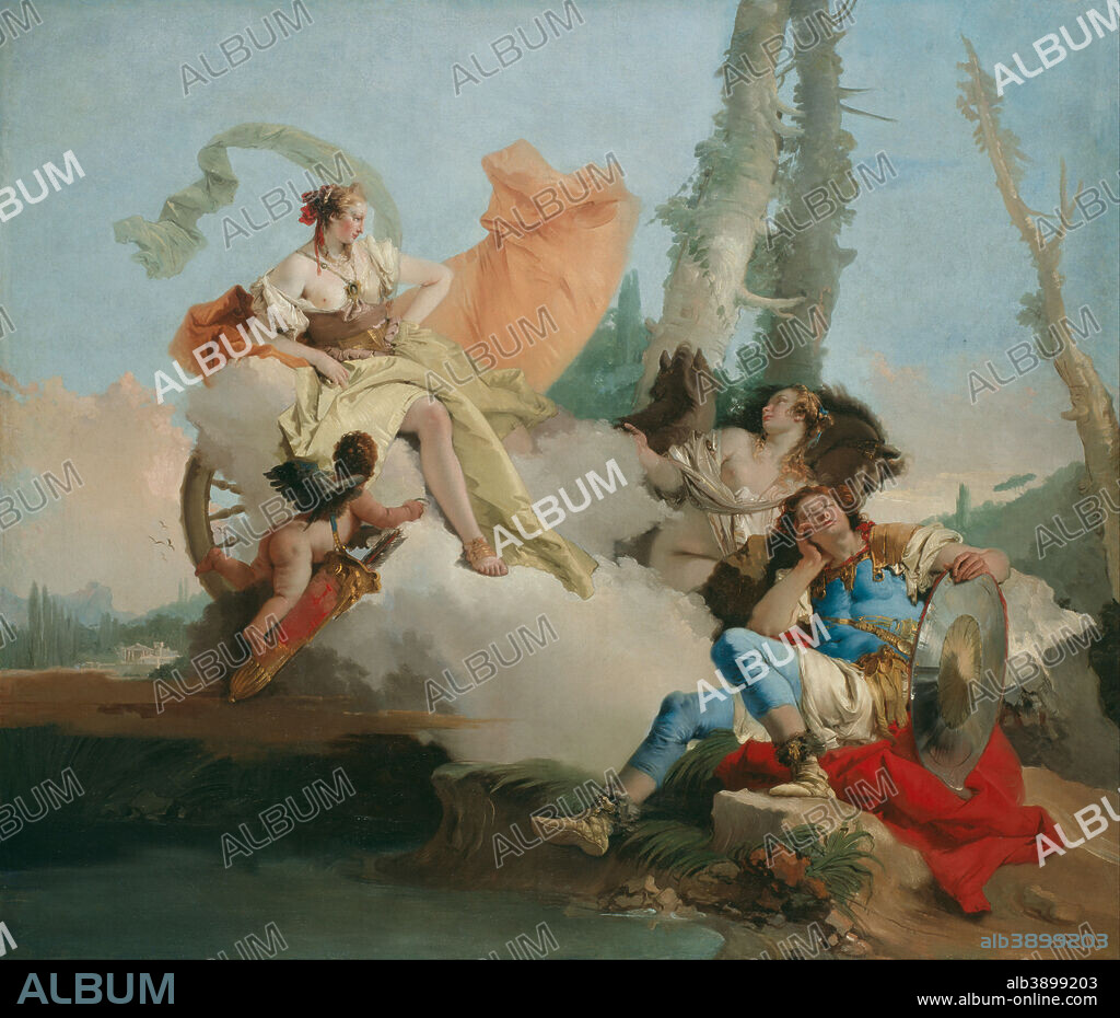 GIOVANNI BATTISTA TIEPOLO. Rinaldo Enchanted by Armida. Date/Period: From 1742 until 1745. Painting. Oil on canvas. Height: 1,875 mm (73.81 in); Width: 2,168 mm (85.35 in).