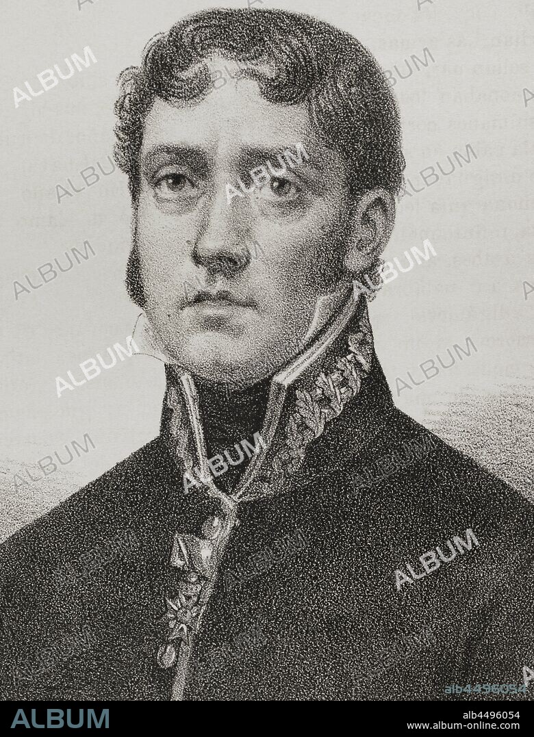 Pablo Morillo y Morillo, I conde de Cartagena, I marqués de La Puerta, conocido por el Pacificador (1775-1837). Militar y marino español. Dibujo por Llanta. Detalle. Crónica General de España, Historia Ilustrada y Descriptiva de sus Provincias. Tomo Asturias y León, 1867. Biblioteca Histórico Militar de Barcelona, Cataluña, España.