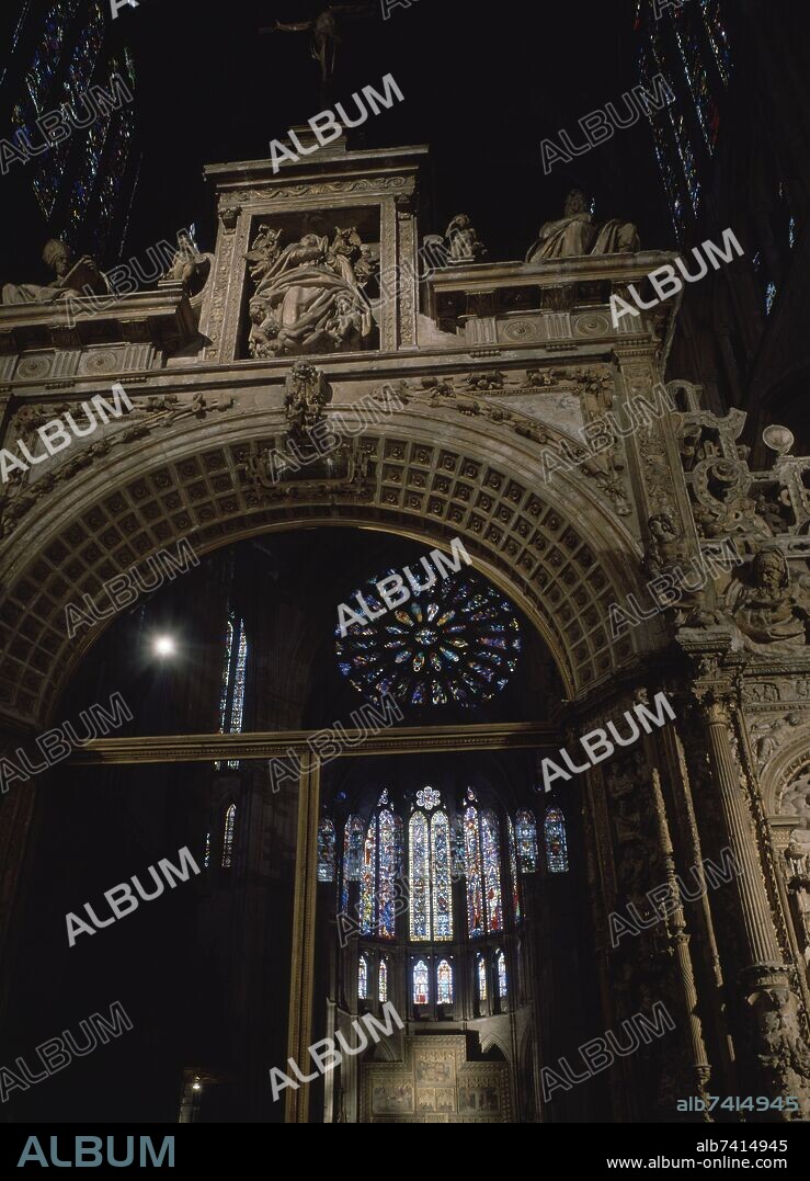 ESTEBAN JORDAN (1530-1598). DETALLE DEL TRASCORO DE LA CATEDRAL DE LEON REALIZADO EN ALABASTRO - 1577.