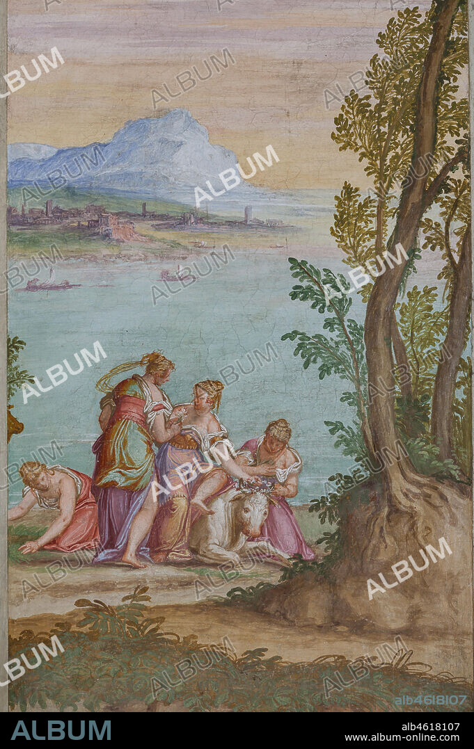 Lonedo di Lugo di Vicenza, Villa Godi Malinverni, main hall. Detail of "The Rape of Europe" (Jupiter, under the form of a bull, abducts Europe). Frescoes by Giovanni Battista Zelotti, 1561-1565.