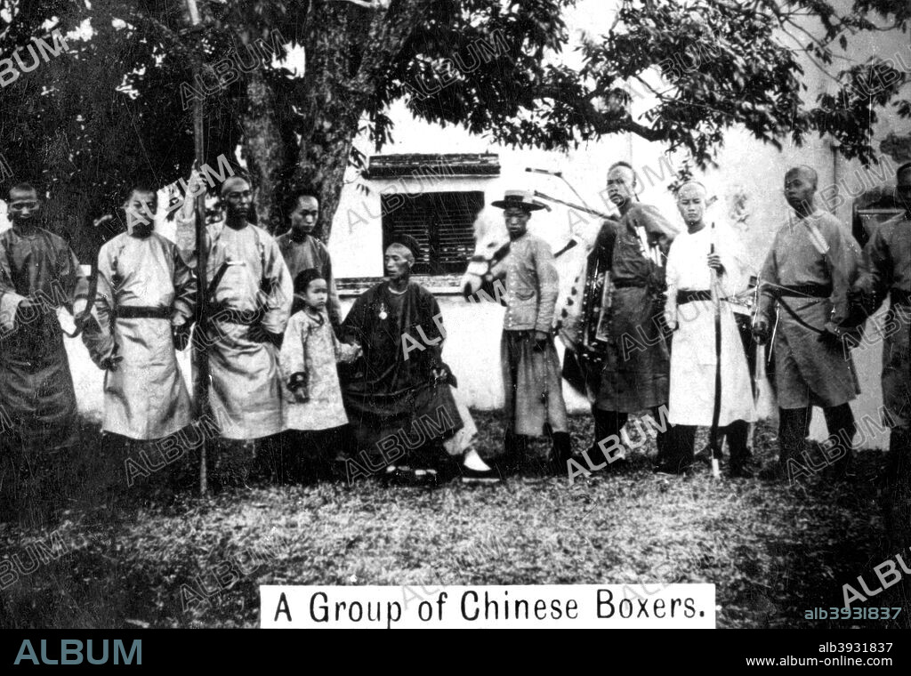 A group of Chinese Boxers, 20th century. The Boxer Movement was a Chinese rebellion from November 1899 to September 1901 against foreign influence in areas such as trade, politics, religion and technology that occurred in China during the final years of the Manchu rule (Qing Dynasty).