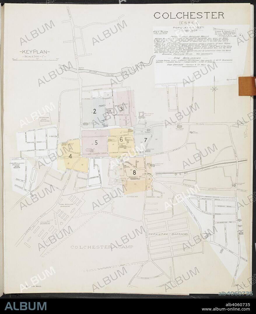 Map of Colchester, Essex. Colchester, (Essex) : [fire insurance plans]. London : Chas. E. Goad Limited, 1909. 63x54cm.; Scale [1:480]. 40ft = 1 inch. Source: Maps 149.b.29.(2) Sheet 1.