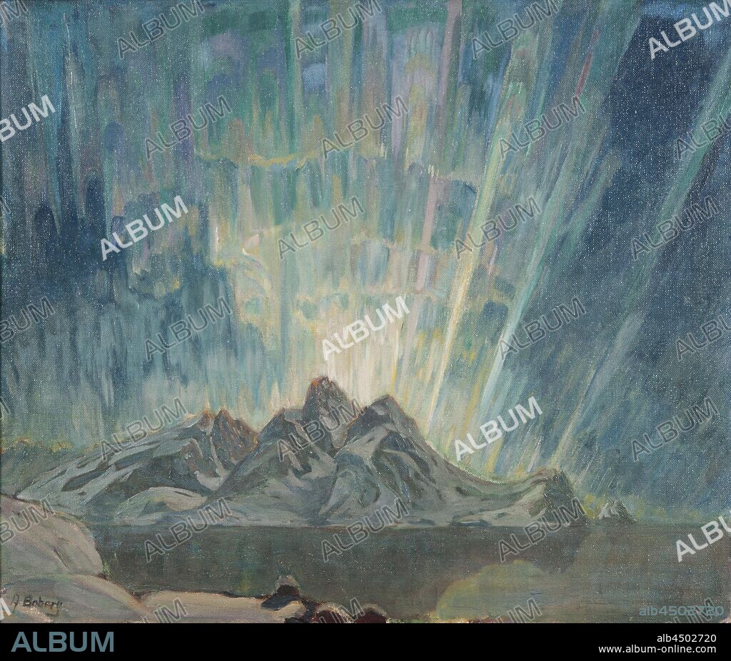 Anna Boberg, Northern Lights, Study from North Norway, Study from Nordlandet, Oil on canvas, Height, 46 cm (18.1 inches), Width, 55 cm (21.6 inches), Signed, A. Boberg.