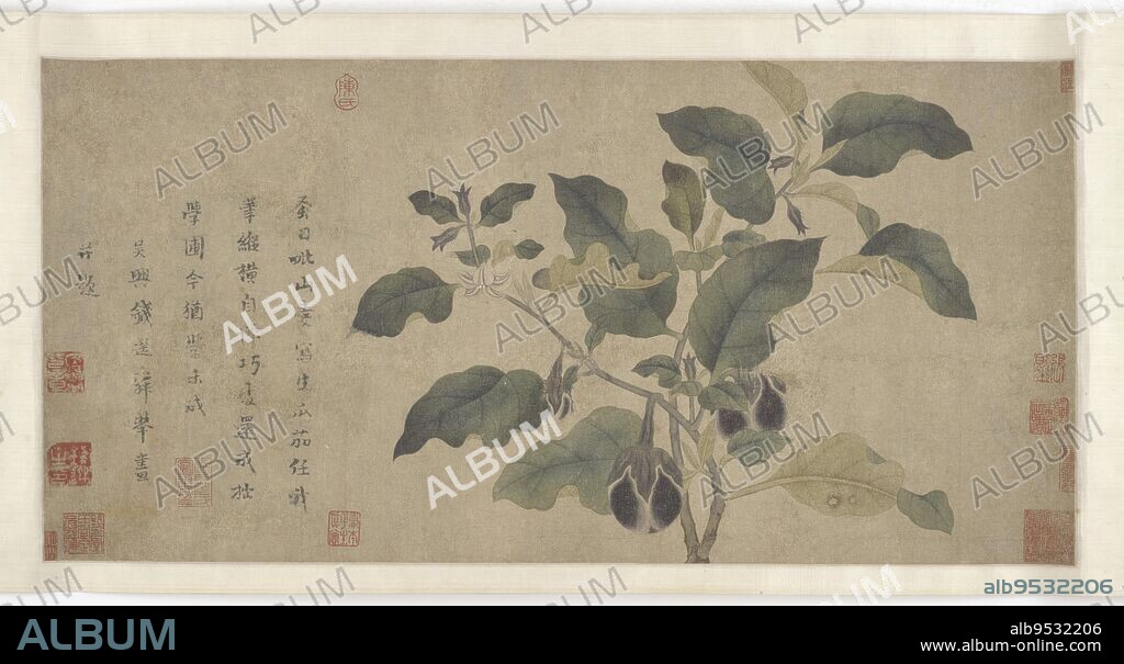 QIAN XUAN (traditionally attributed). Eggplant. Origin: China. Date: 14th century. Ink and color on paper. Period: Yuan or Ming dynasty.