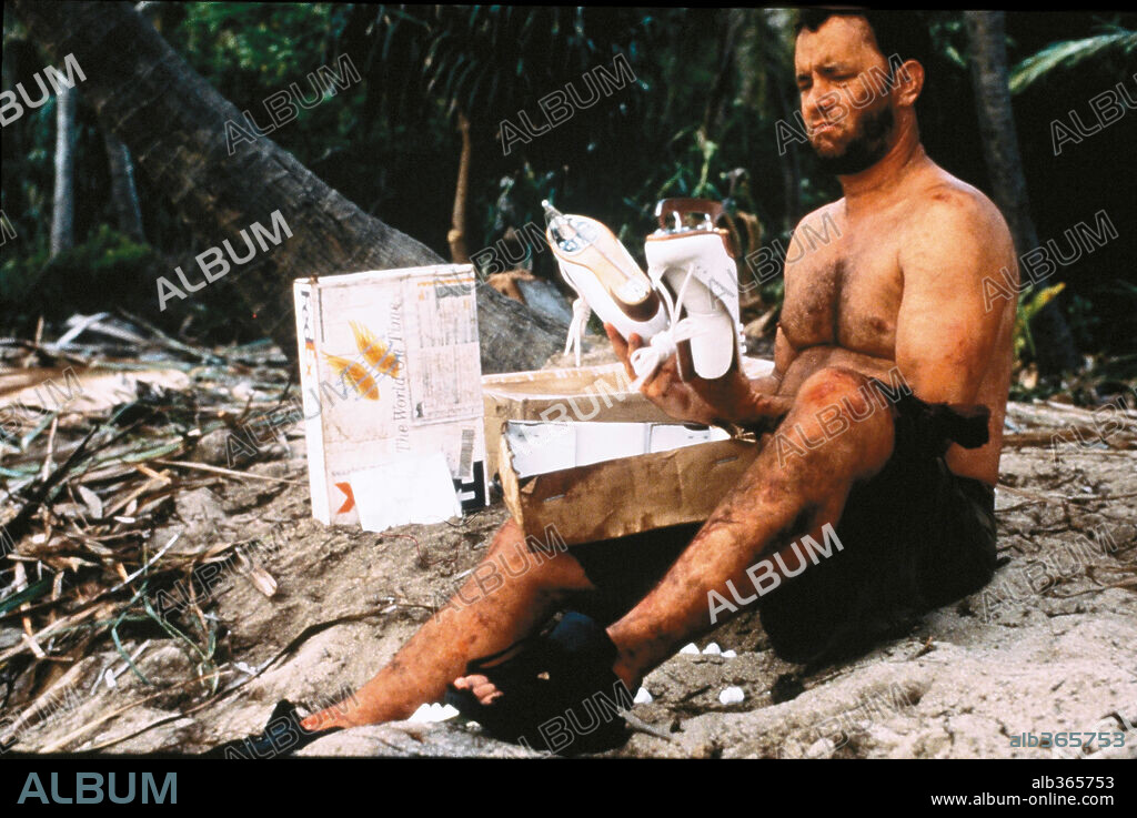 TOM HANKS en NAUFRAGO, 2000 (CAST AWAY), dirigida por ROBERT ZEMECKIS. Copyright DREAMWORKS PICTURES/TWENTIETH CENTURY FOX.