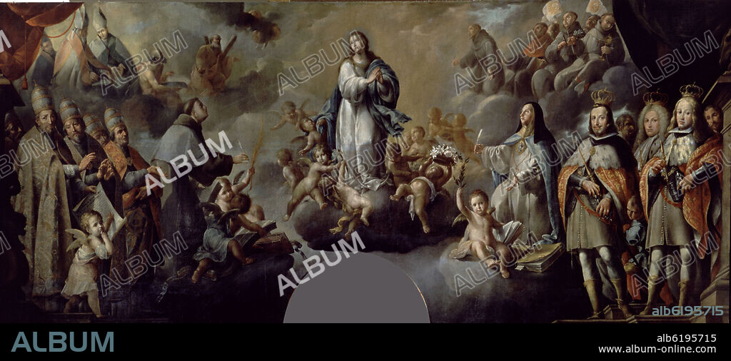 DOMINGO MARTINEZ (1688-1749). APOTEOSIS DE LA INMACULADA (INMACULADA ENTRE SANTOS Y REYES) - 1740 - OLEO/LIENZO - 543 x 276 cm - BARROCO ESPAÑOL - ESCUELA SEVILLANA.