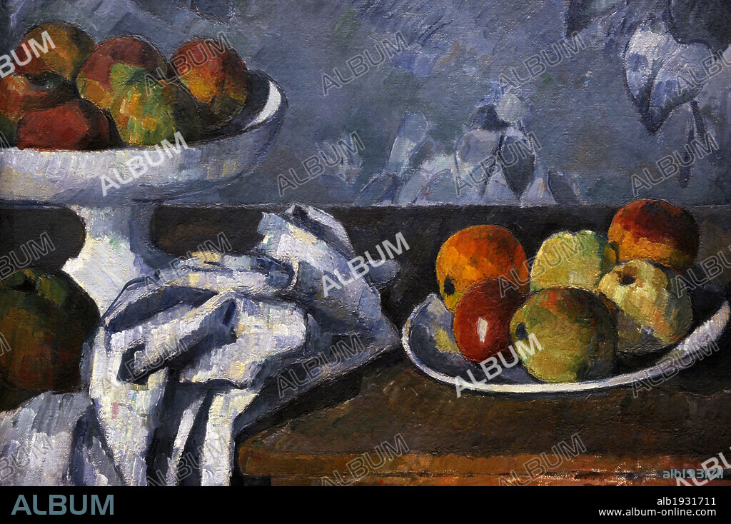 PAUL CEZANNE (1839-1906). FRENCH ARTIST.. Paul Cezanne (1839-1906). Pintor postimpresionista francés. Naturaleza muerta con manzanas en un bol, 1879-1882. Oleo sobre lienzo (43 x 53 cm). Museo Carlsberg Glyptotek. Copenhague. Dinamarca.
