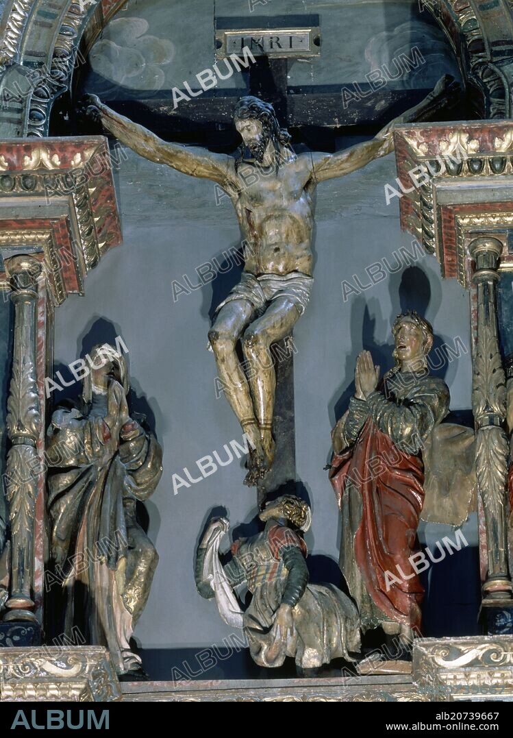 ALONSO BERRUGUETE (1488-1561). CALVARIO QUE CORONA EL RETABLO DE MEJORADA 1523/1526 - RENACIMIENTO ESPAÑOL.