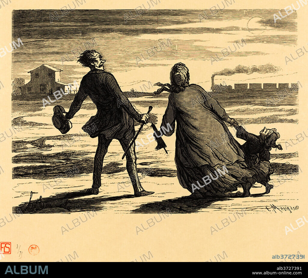 CHARLES MAURAND AFTER HONORé DAUMIER. Trop tard!. Dated: 1862. Medium: wood engraving.