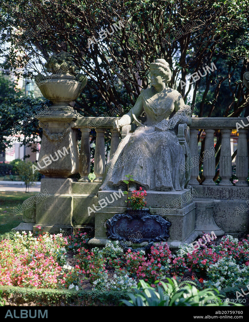LORENZO COULLAUT VALERA (1876-1932). MONUMENTO A EMILIA PARDO BAZAN EN LOS JARDINES DE MENDEZ NUÑEZ - 1916.