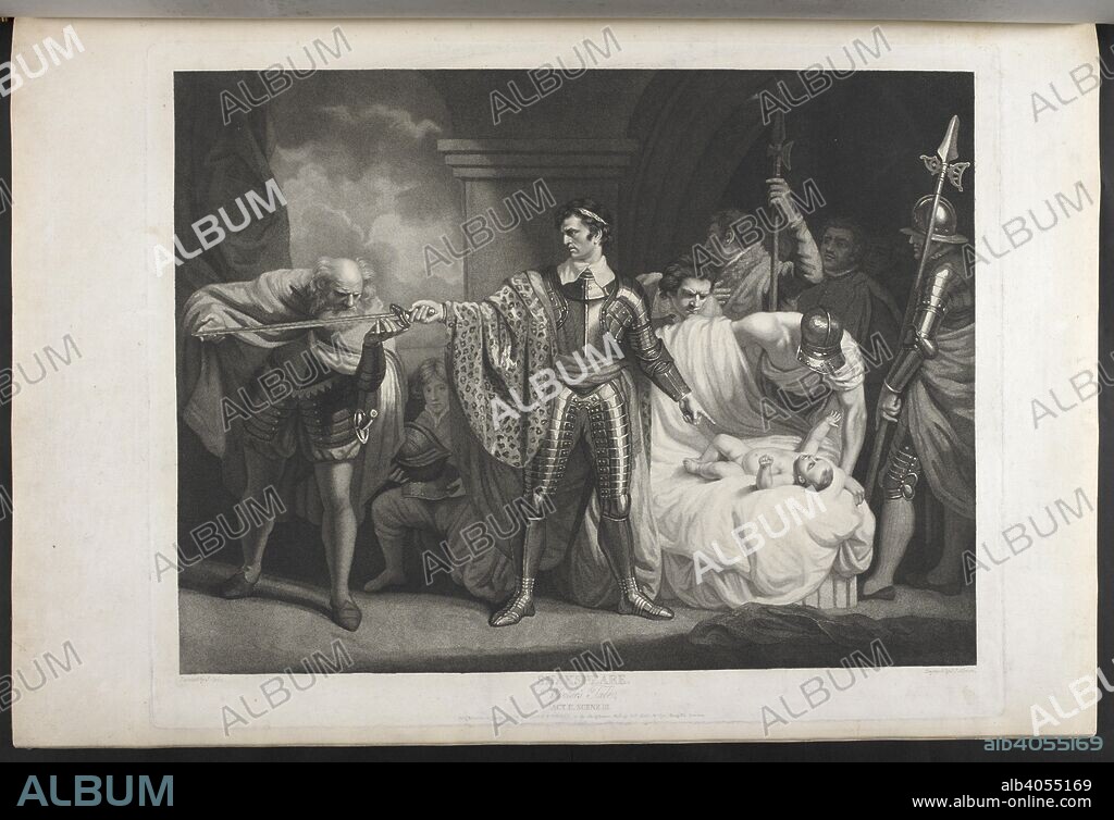 WILLIAM SHAKESPEARE and JOHN OPIE. Winter's tale.  Act.II. Scene III.  Leontes, Antigonus, Lords, Attendants and the Infant Perdita.  . A Collection of Prints, from pictures painted for the purpose of illustrating the Dramatic Works of Shakspeare, by the Artists of Great Britain. London : J. & J. Boydell, 1803. Source: Tab.599.c. plate 33. Language: English.