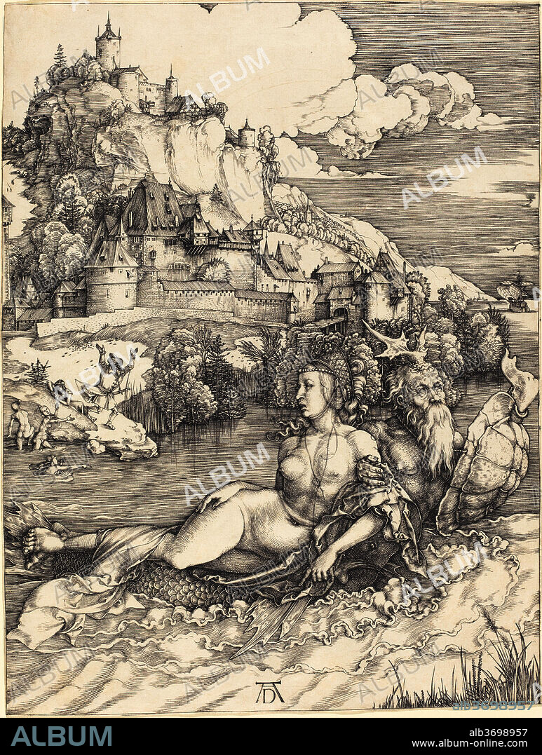 ALBERTO DURERO. Sea Monster ("Das Meerwunder"). Dated: c. 1498. Dimensions: sheet (trimmed to plate mark): 24.7 x 18.8 cm (9 3/4 x 7 3/8 in.). Medium: engraving.