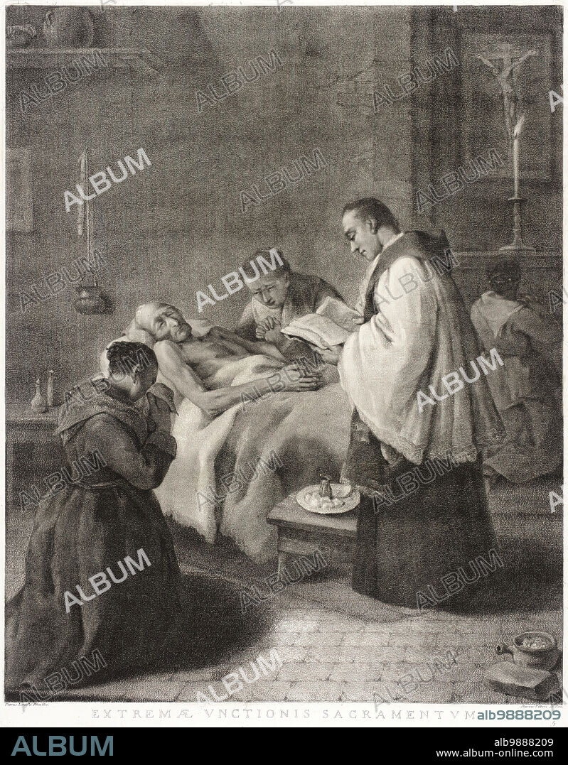 PIETRO LONGHI and MARCO ALVISE PITTERI. Extreme Unction, c1755. From The Seven Sacraments, plate 5.