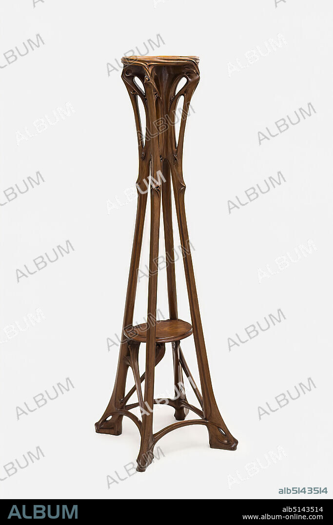 Hector Guimard, Sellette, Acquired by the artist at the world exhibition 1900 in Paris, ebony, varnished, Total: Height: 144,50 cm; Width: 41,50 cm, unmarked, tables, ornamental objects, art nouveau.