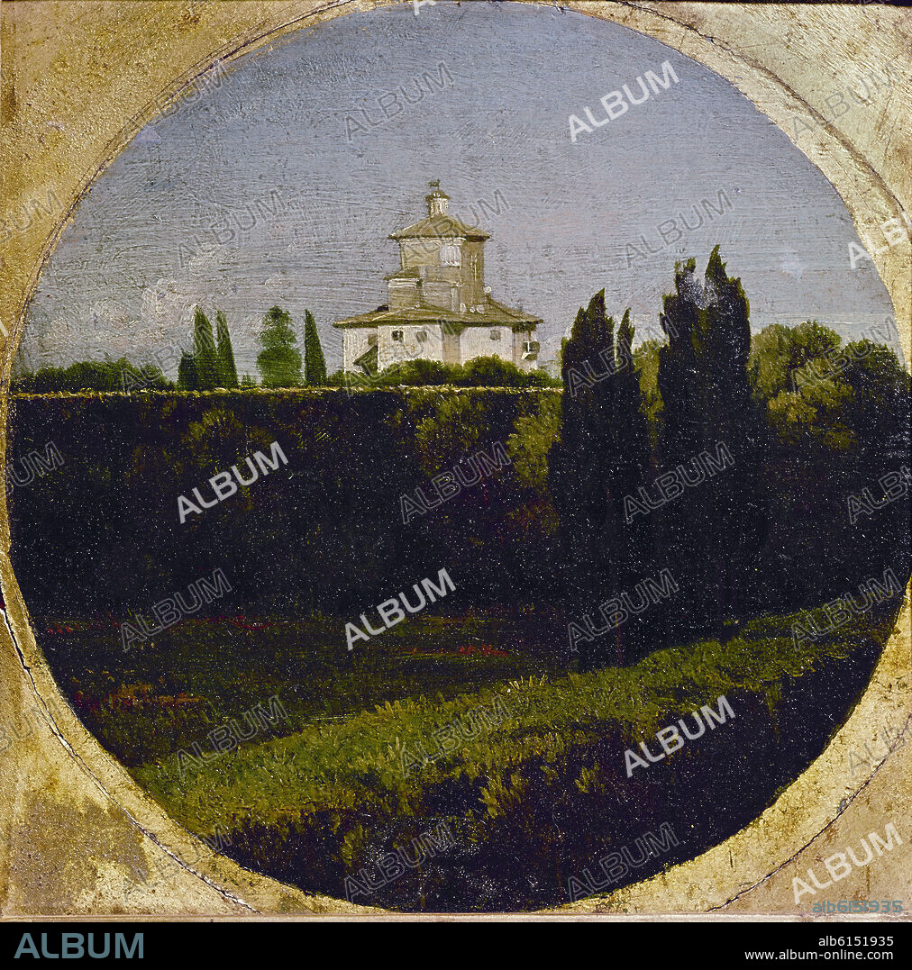 JEAN AUGUSTE DOMINIQUE INGRES. View of the Villa Medici, Rome - 19th century - oil on canvas.
