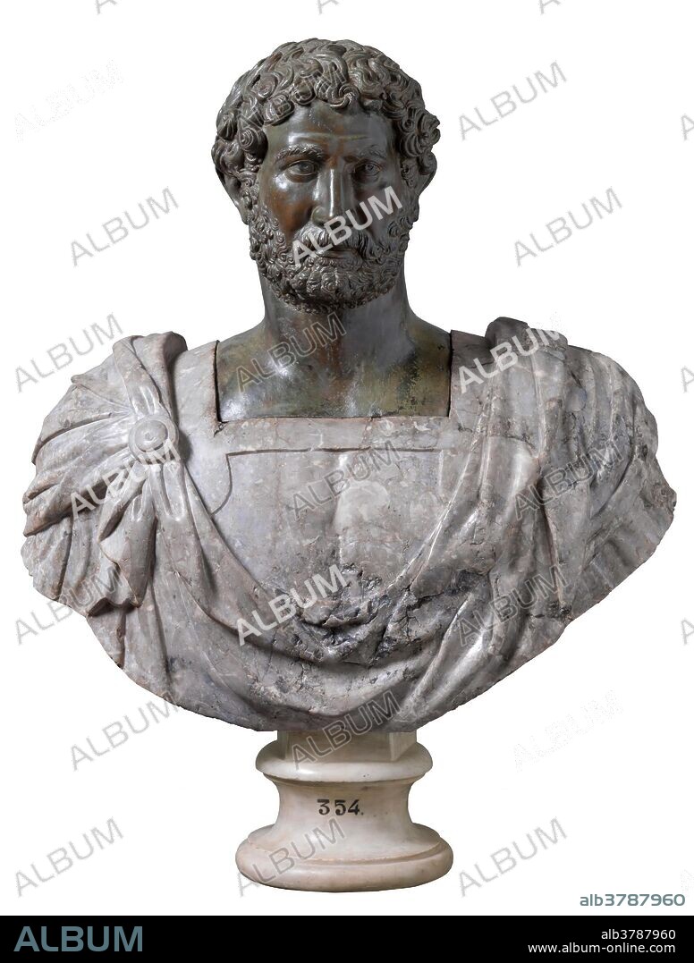 Ludovico Lombardo (Sculptor) (Attributed to) / 'Hadrian'. Ca. 1570. Bronze, Grey marble.