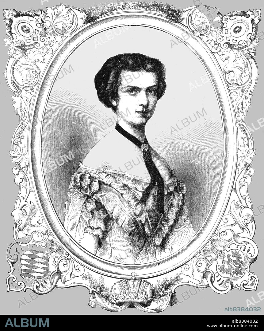 'Elizabeth Amelia Eugenia, Empress of Austria', 1854. From "Cassells Illustrated Family Paper; London Weekly 31/12/1853 - 30/12/1854".