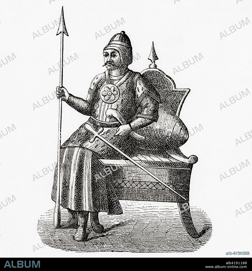 Timur, 1336 - 1405, aka Amir Timur or Tamerlane.  Turco-Mongol conqueror. As the founder of the Timurid Empire in Persia and Central Asia he became the first ruler in the Timurid dynasty.  From Ward and Lock's Illustrated History of the World, published c.1882.