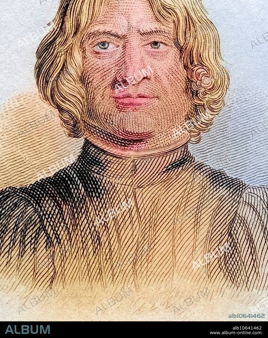 Lorenzo de Medici alias Lorenzo the Magnificent 1449-1492 Italian Lorenzo Il Magnifico Florentine statesman, ruler and patron of art and literature from the book Crabbs Historical Dictionary from 1825, Historical, digitally restored reproduction from a 19th century original, Record date not stated.