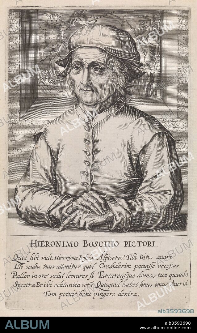 HONDIUS, HENDRIK, THE ELDER. Portrait of Hieronymus Bosch. From Pictorum aloquot celebrium præcipué Germaniæ Inferioris.