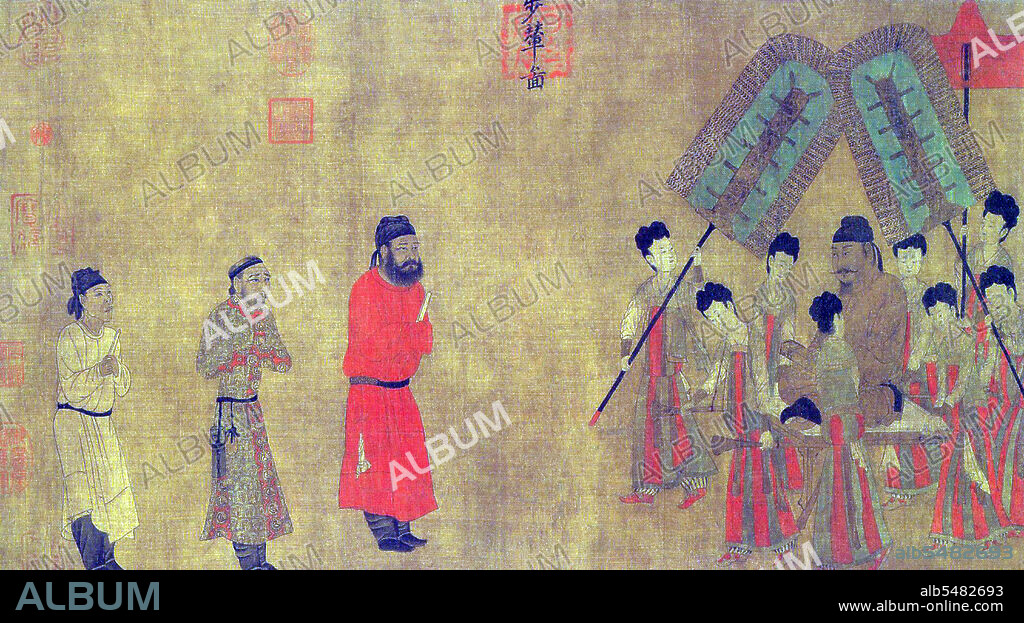 Emperor Taizong (r. 626-649) receives Ludongzan, ambassador of Tibet, at his court; painted in 641 CE by Yan Liben (600-673). Emperor Taizong of Tang (January 23, 599 – July 10, 649), personal name Li Shimin, was the second emperor of the Tang Dynasty of China, ruling from 626 to 649. He is ceremonially regarded as a co-founder of the dynasty along with Emperor Gaozu. He is typically considered one of the greatest, if not the greatest, emperors in Chinese history. Throughout the rest of Chinese history, Emperor Taizong's reign was regarded as the exemplary model against which all other emperors were measured, and his era was considered a golden age of Chinese history and required study for future crown princes. During his reign, Tang China flourished economically and militarily. For more than a century after his death, Tang China enjoyed peace and prosperity. During Taizong's reign, Tang was the largest and the strongest nation in the world. It covered most of the territory of present-day China, Vietnam, Mongolia and much of Central Asia as far as eastern Kazakhstan. It laid the foundation for Xuanzong's reign, which is considered Tang China's greatest era.