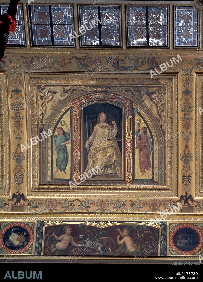 VICENTE CAMARON (1803-1864). PINTURA MURAL DEL SALON DE CONFERENCIAS - DETALLE - ALEGORIA DE LA JUSTICIA - 1859.
