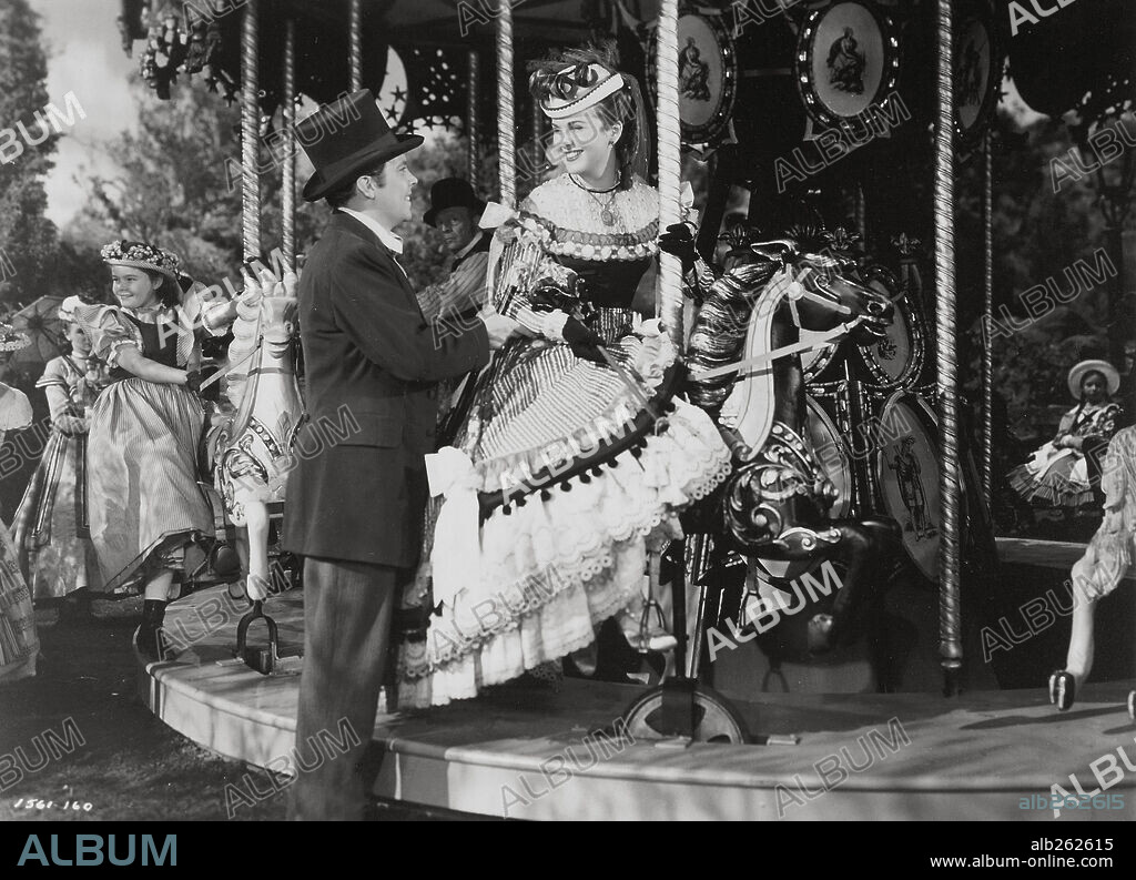 DEANNA DURBIN and DICK HAYMES in UP IN CENTRAL PARK, 1948, directed by WILLIAM A. SEITER. Copyright UNIVERSAL PICTURES.