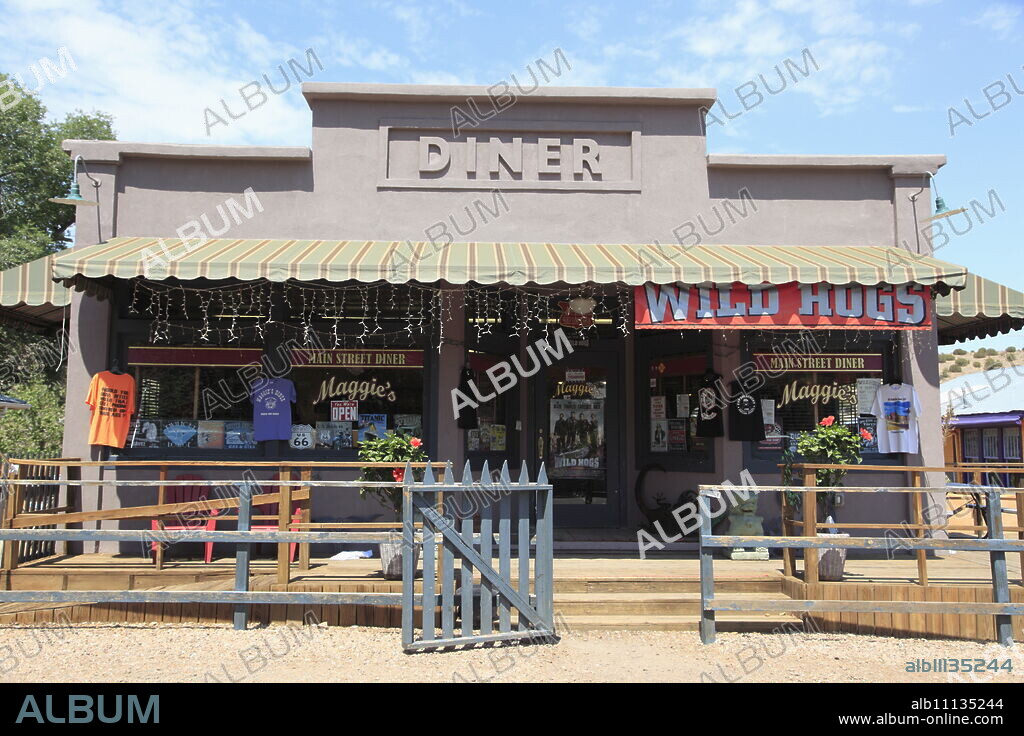 Diner where Wild Hogs movie was filmed, Madrid, former mining town in the Ortiz Mountains, Turquoise Trail, New Mexico, United States of America, North America.