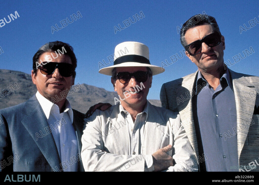 JOE PESCI, MARTIN SCORSESE y ROBERT DE NIRO en CASINO, 1995, dirigida por MARTIN SCORSESE. Copyright UNIVERSAL PICTURES / CARUSO, PHILLIP.