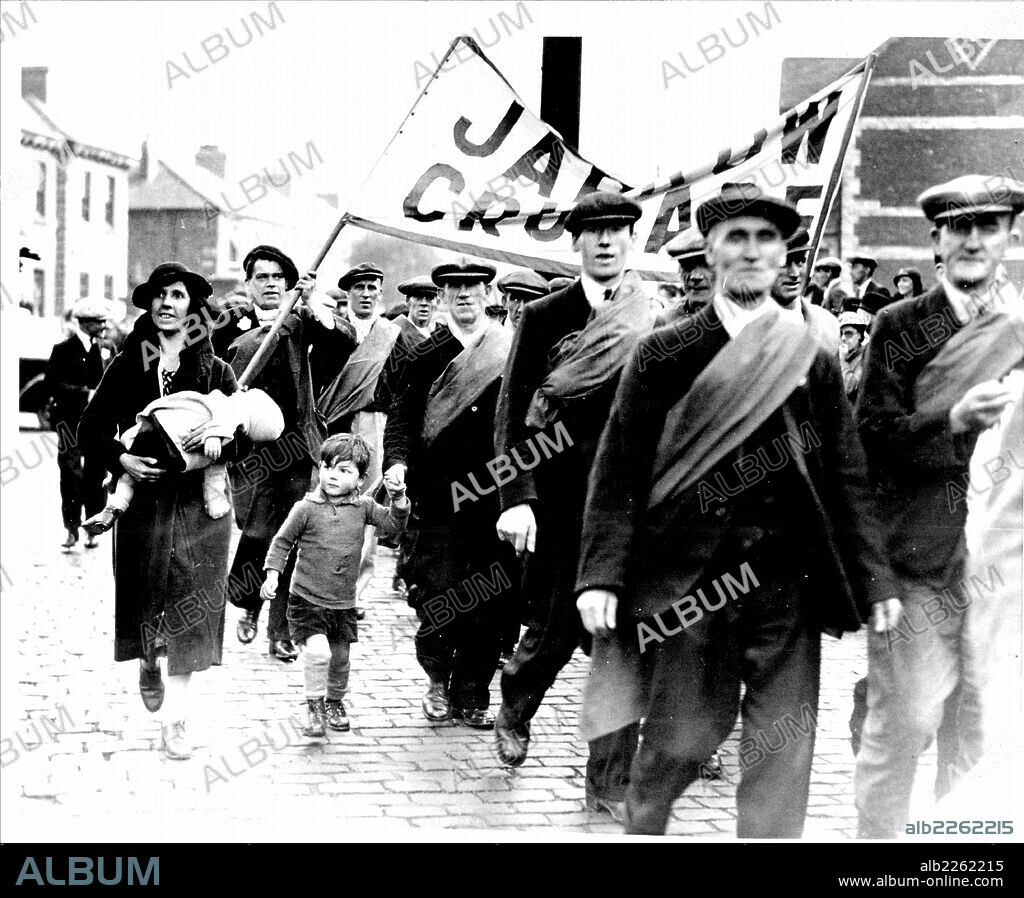 Great Depression 1929 - 1936. Jarrow March of unemployed miners and shipbuilders from North East England set out on 5 October 1936 to march the 280 miles (451 km) to London to petition Parliament for relief and the creation of jobs.