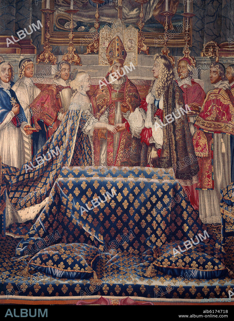 CHARLES LE BRUN (1619-1690). TAPIZ DE LA BODA DE LUIS XIV Y LA INFANTA MARIA TERESA DE AUSTRIA - SIGLO XVII.