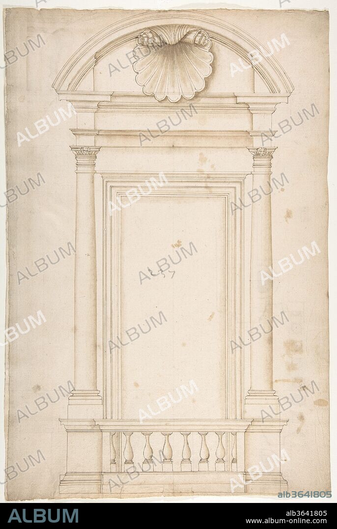 Palazzo Senatorio, window, elevation (recto) Palazzo Senatorio, window, plan; section (verso). Dimensions: sheet: 17 1/8 x 11 5/8 in. (43.5 x 29.5 cm). Draftsman: Drawn by Anonymous, French, 16th century. Date: early to mid-16th century.