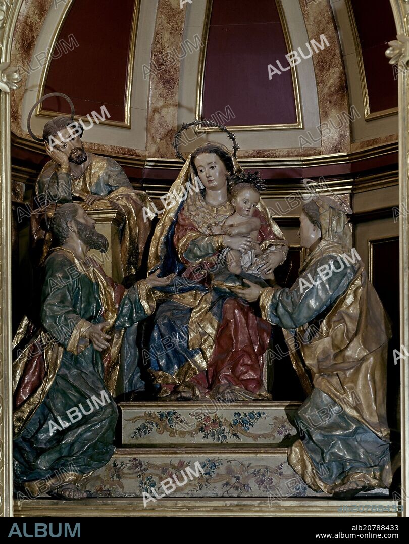 FRANCISCO SALZILLO. LA SAGRADA FAMILIA CON SAN JOAQUIN Y SANTA ANA - SIGLO XVIII - BARROCO ESPAÑOL.