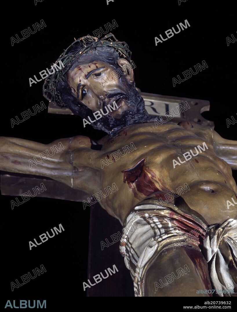 ALONSO BERRUGUETE (1488-1561). DET-CRISTO CRUCIFICADO-CALVARIO QUE CORONABA EL RETABLO DE SAN BENITO 1526- MANIERISMO ESPAÑOL.