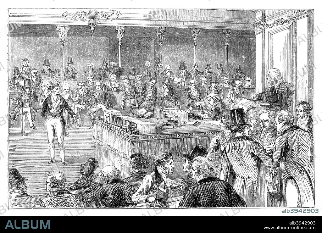 Lord John Russell (1792-1878) introducing the Reform Act of 1832 (c1895). From Cassell's Illustrated History of England', volume VII (c1895).