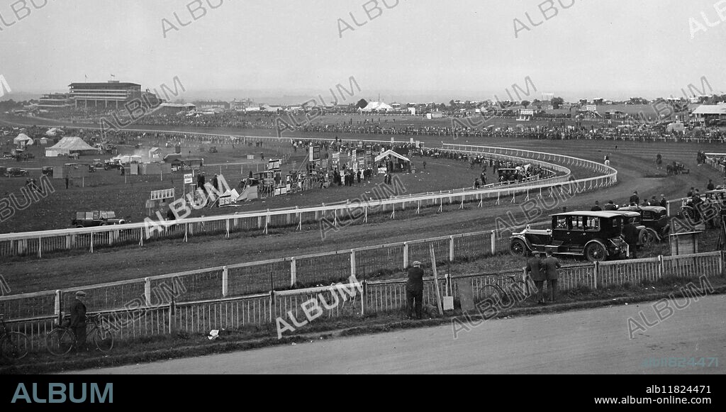 A view of Epsom Racecourse showing Tattenham Corner , all ready for the Derby race meeting . 31 May 1932.